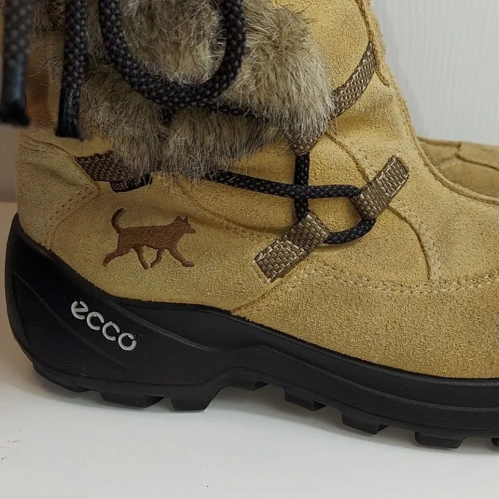 Ecco Gore-tex Fur Trim Sude Winter Boots Sz 35